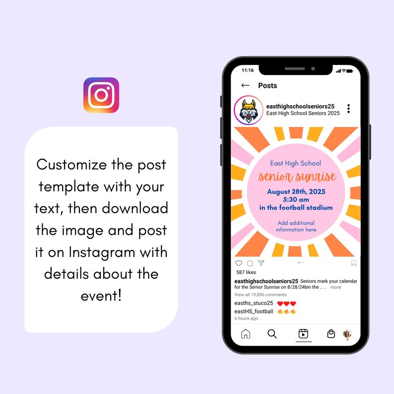 Senior sunrise social media template for Instagram
