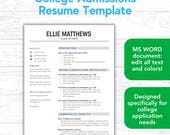 College Admissions Resume Template | Resume Template for High School Seniors Applying to College | MS WORD Resume Template