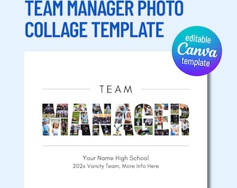 Team MANAGER Photo Collage Template, Manager Thank You Gift, DIY Photo Collage Template