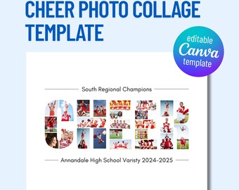 Cheer Photo Collage Template, Cheerleader Gift, Cheer Coach Thank You Gift