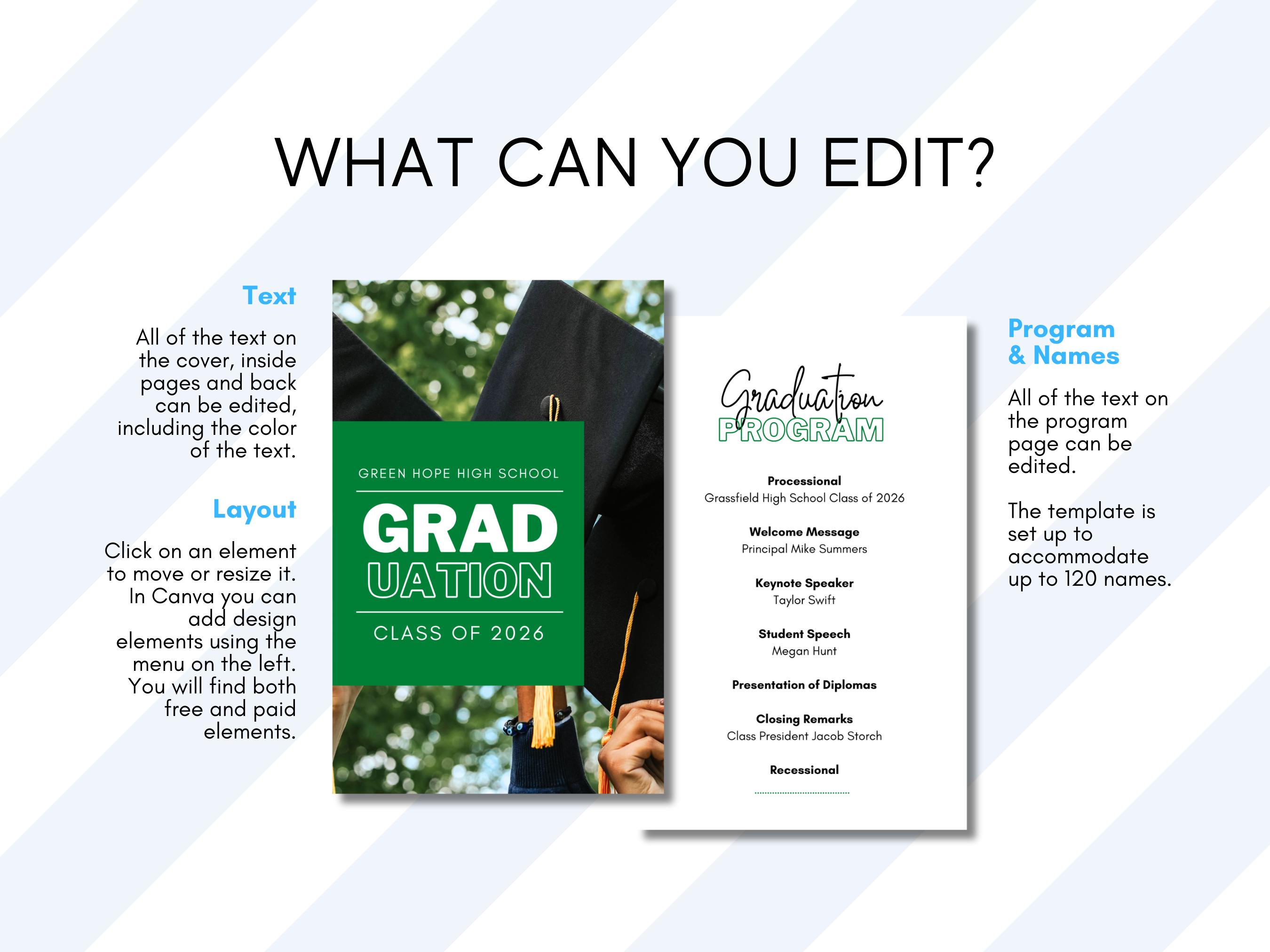 School Graduation Format Program Graduation Ceremony Program Template: High School, Middle School ...