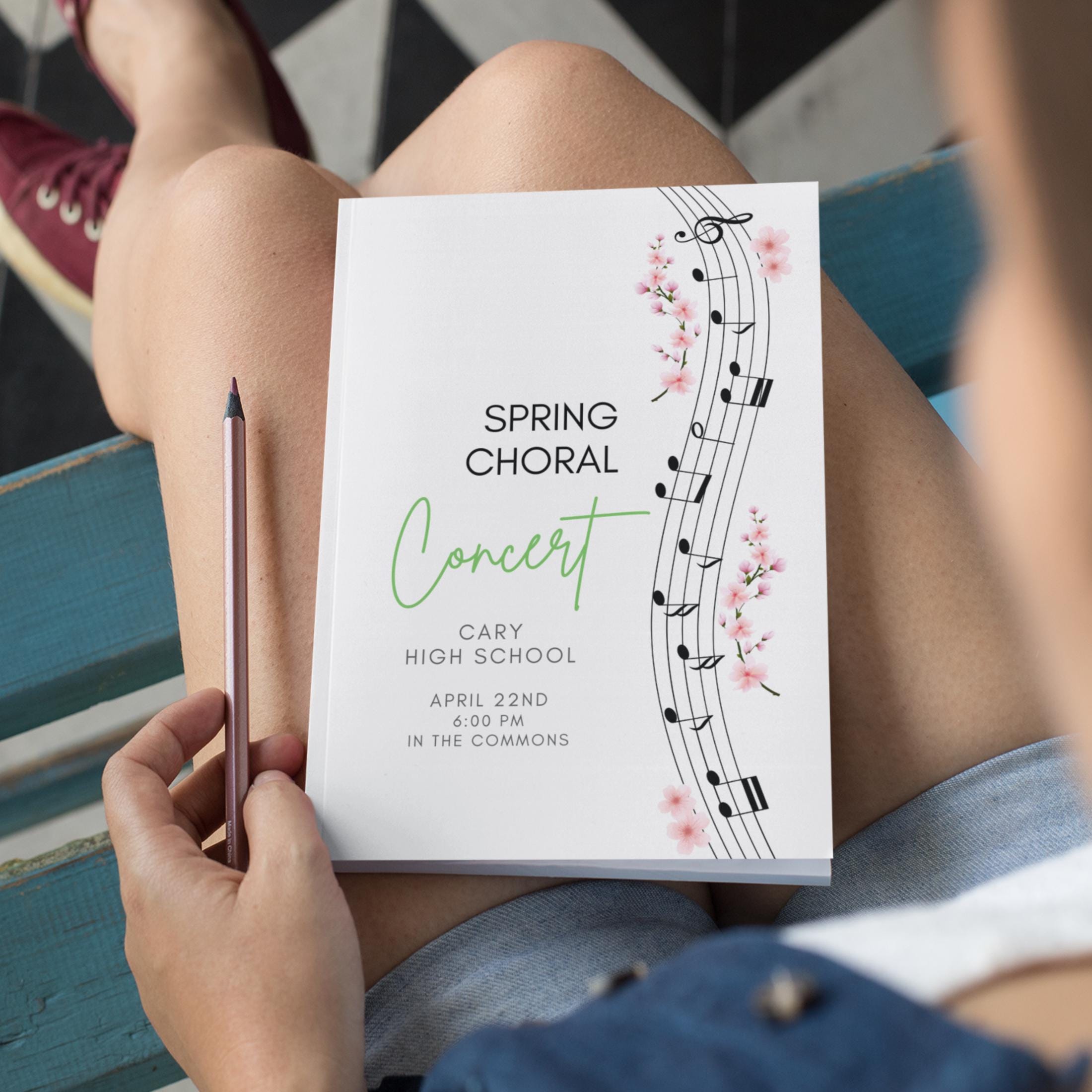 Spring Music Program Background Spring Concert Program Template for Chorus, Orchestra, Band or Piano ...
