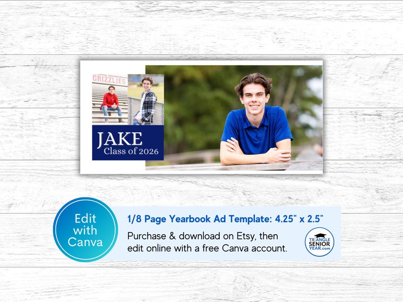 Senior Yearbook Ad Templates, Senior Year Tribute Ad, Editable 1/8, 1/4, 1/2 and Full Page Templates image 6