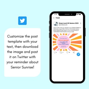 Senior Sunrise social media post template for Twitter