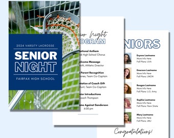 Program Template for Senior Night, Lacrosse Senior Night Program, Digital Template, Class of 2024