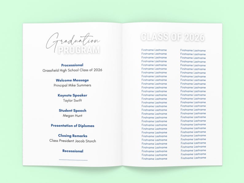 Graduation Program Template, 2026 Graduation Ceremony Program, High ...