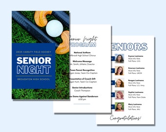 Program Template for Field Hockey, Field Hockey Senior Night Program Digital Template, Class of 2024