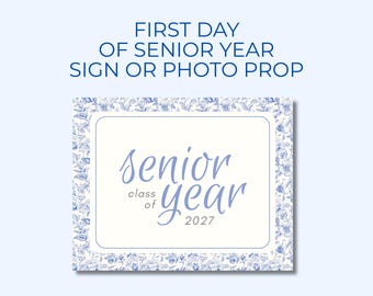 Class of 2027 Photo Prop: Blue Floral Grandmacore Sign (Digital Download)