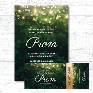 Enchanted Invitation and Ticket Templates for Homecoming, Prom, Party, Editable Templates for School Dance