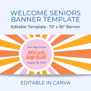 Senior sunrise or sunset banner template editable in Canva