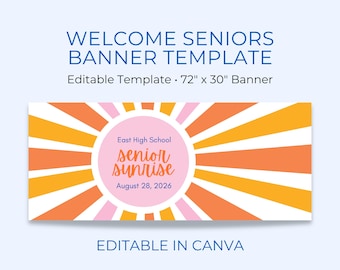 Senior Sunrise or Senior Sunset Banner Template, 6-Foot Banner Template for Senior Sunrise or Senior Sunset