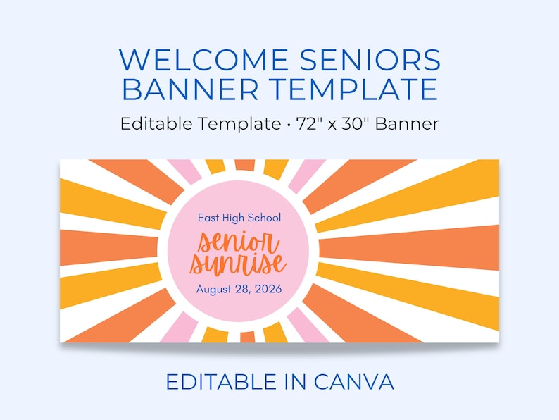 Senior sunrise or sunset banner template editable in Canva