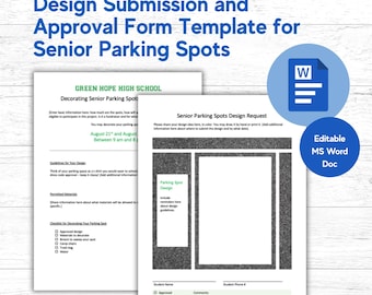 Paquete de información sobre lugares de estacionamiento para personas mayores y plantilla de formulario de diseño / Documento de MS WORD para diseños de espacios de estacionamiento / Pautas para pintar lugares de estacionamiento