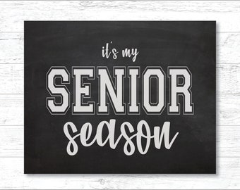 Afdrukbaar Senior seizoen schoolbordbord | Foto Prop voor basketbal, zwemmen, worstelen | Directe download