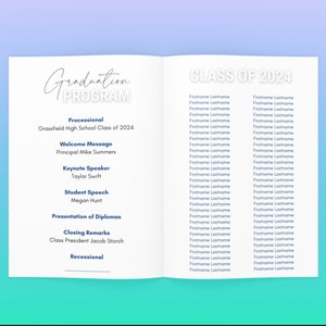 2024 Graduation Program Template, Graduation Ceremony Program, High School, College Grad image 6