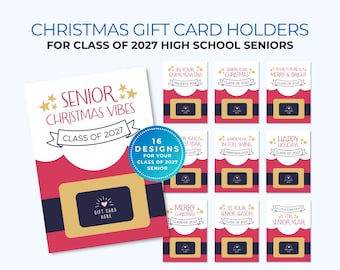 Class of 2027 Christmas Gift Card Holders, Senior Christmas Gift, Printable Gift Card Holder Set