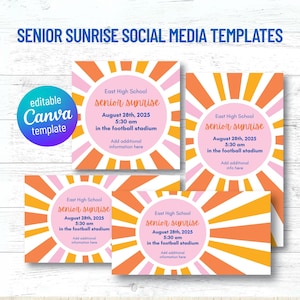 Senior Sunrise or Sunset Social Media Templates, Digital Templates for Senior Sunrise or Sunset, Facebook, Twitter and Instagram Templates