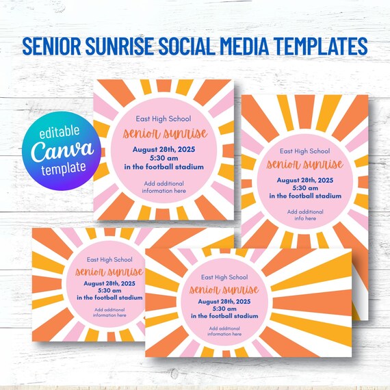 Senior Sunrise or Sunset Social Media Templates, Digital Templates for Senior Sunrise or Sunset, Facebook, Twitter and Instagram Templates