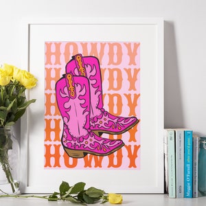 Hot Pink Cowboy Boots Print: Western Dorm Decor (Digital Download)