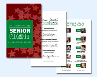 Senior Night Program Template for Any Sport or Event, Cheer, Stunt, Dance Program, Class of 2024