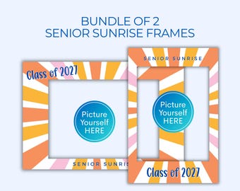 Senior Sunrise Photo Booth Prop Bundle, Selfie Frames for Class of 2027, Photo Frames