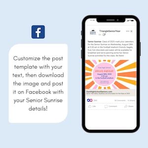 Senior sunrise social media template for Facebook, editable Canva template