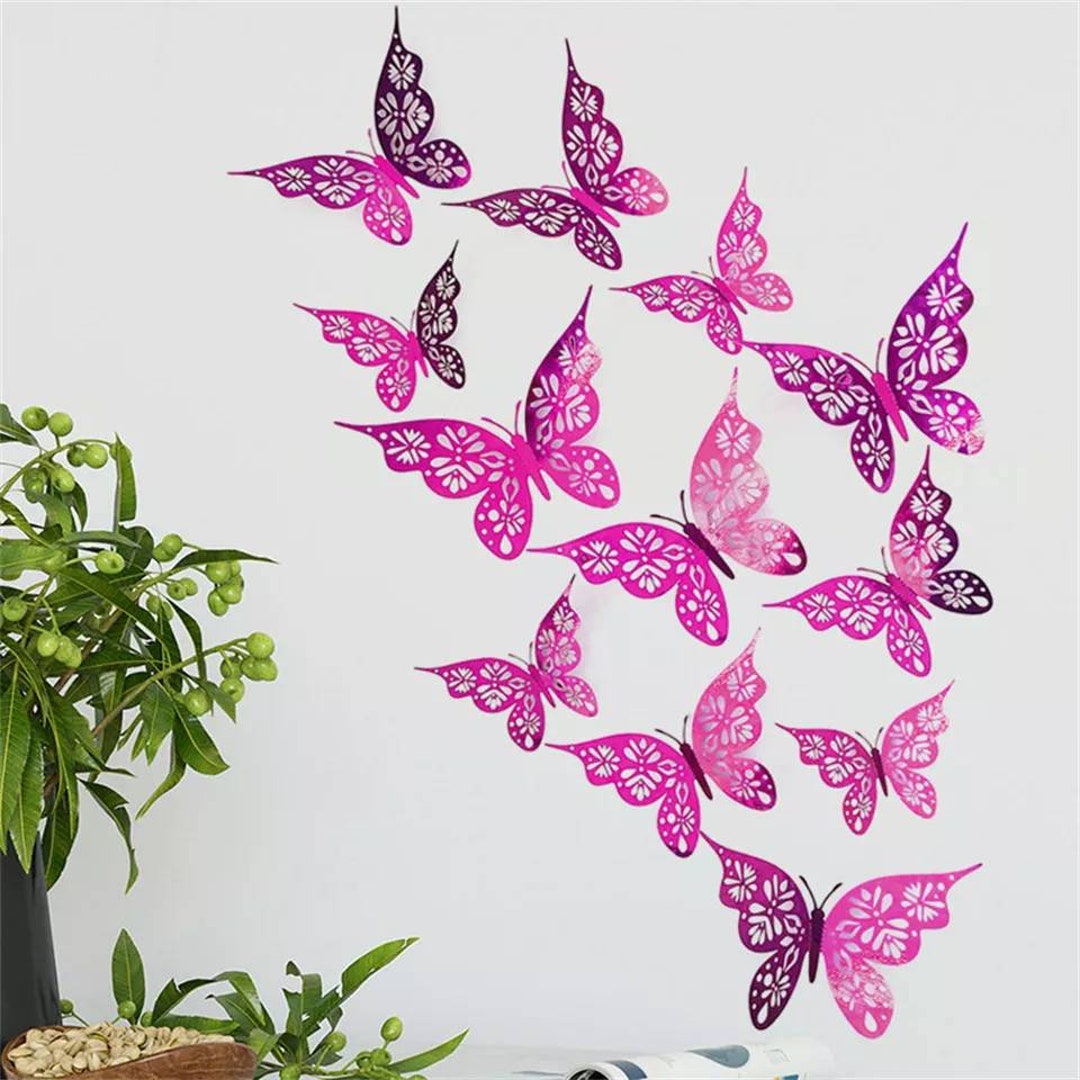 12pcs 3D Gold Butterflies Wall Decor Stickers 3 to 4 Inches Etsy