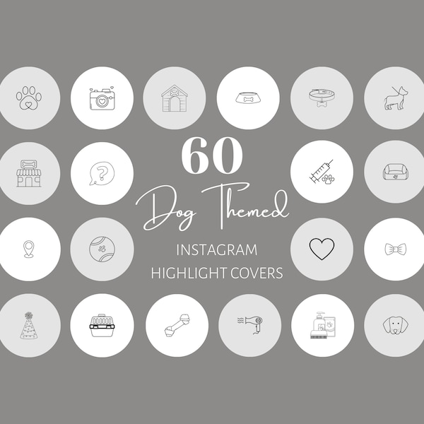 Dog Instagram Highlight Covers | Pet Highlight Covers | Grey and White | Dog Highlight Covers | Dog Instagram Icons