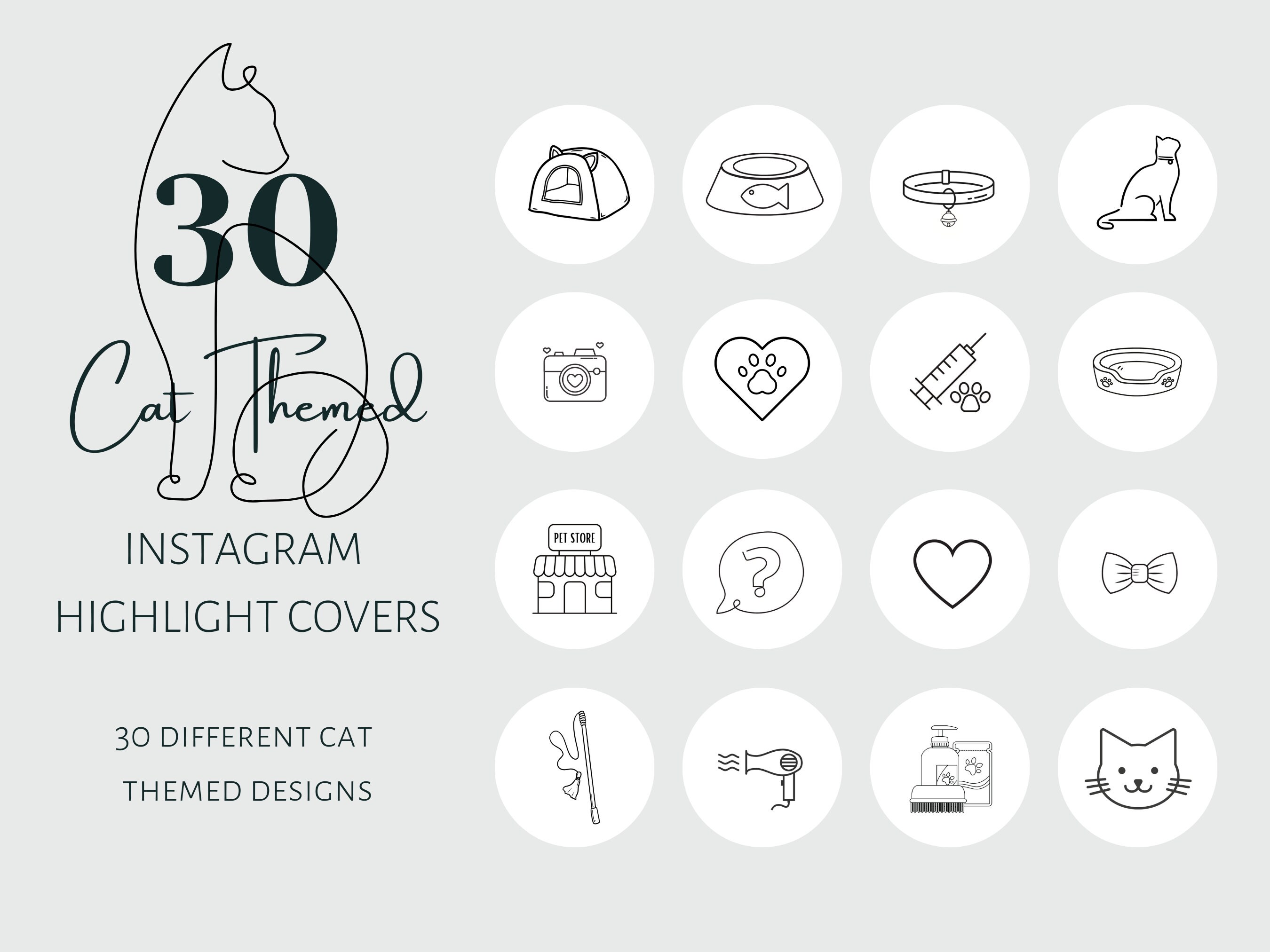 Cat Instagram Highlight Covers Pet Highlight Covers Black Etsy