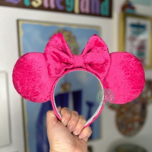 Velvet Fuchsia Mouse Ears | Hot Pink Minnie Ears | Valentines Minnie Mouse Ears | Velvet Minnie Ears | Pink Minnie Ears