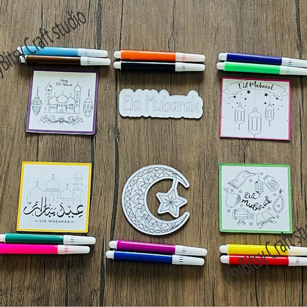 Kids fridge magnets, Color your own Eid magnet, kids Eid favors, kids Eid gifts, DIY Eid activity, Kids Eid crafts, Eid fridge magnets