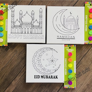 Ensemble de peinture pour le ramadan, ensemble de toiles pour le ramadan pour enfants, activité pour enfants du ramadan, ensemble de peinture pour l&#39;Aïd, cadeau islamique, décoration d&#39;intérieur pour enfants du ramadan, kit de bricolage pour enfant