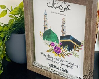 Umrah Keepsake Shadowbox with Crystals: Islamic Gift