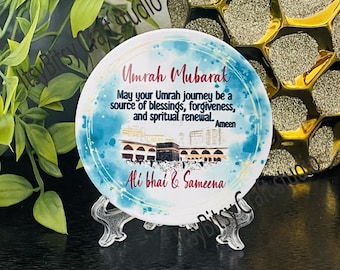 Gepersonaliseerde umrah mubarak-keramische tegelcadeau: islamitisch aandenken (3,5 inch)