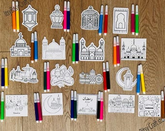 DIY Ramadan Magnet Craft Kit, Ramadan kids craft, Ramadan color your own magnets, Ramadan DIY magnets, Ramadan kids gift, Islamic magnets