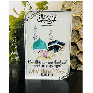 Bloque acrílico Umrah Mubarak personalizado, bloque acrílico independiente, regalo islámico personalizado, Hajj Mubarak, recuerdo de Umrah, regalo islámico