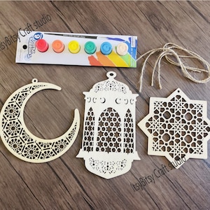 Kit de peinture Ramadan, kit DIY Ramadan, kit lanterne Ramadan, kit DIY Eid, kit lanterne étoile lune, décoration lanterne, cadeau Ramadan/Aïd pour enfants