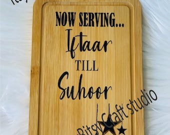 Ramadan Charcuterie Board: Wood Iftar/Suhoor Decor