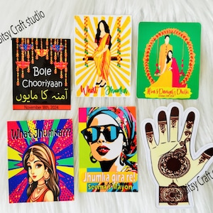 Bruiloftstags, Shaadi-tags, What Jhumka, aangepaste bruilofttags, Mehndi-gunsttags, Dholki-gunsttags, Bole Chooriyan, Desi-trouwbedankjes, Tags