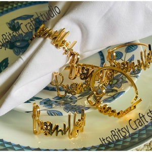 Bismillah napkin rings, Muslim decor, Table decor, Ramadan decor
Muslim table decor
Muslim table setting
Islamic gift
gold napkin rings
silver napkin rings
Ramadan decor
Ramadan party favors