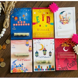 Cartões de dinheiro Eid, cartão Eid Mubarak, envelope Eidi, porta-dinheiro Eidi, cartões Eid, envelopes de dinheiro Eid, presentes islâmicos, presentes Eid