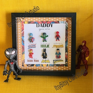 Father&#39;s Day Gift, Super Heroes shadow box, super hero Dad, Best Dad Ever, Fathers Gift From Son Daughter, Gifts for granddads, Custom gift