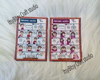 Wudu steps cling for kids, Mirror Cling, How to Perform Wudu, Reusable sticker, Islamic gifts for kids, Ramadan gifts, Eid gifts, Wudu Cling