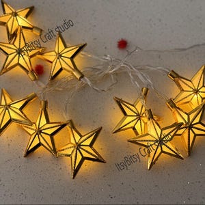 Ramadan string light, Ramadan stars lights, gold stars light, Ramadan home decor, Ramadan wall decor, Islamic stars lights, star string