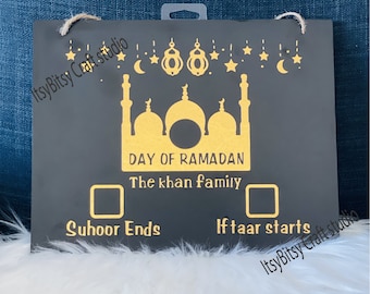 Personalized Ramadan Countdown Board, Islamic Kids Gift, countdown to Eid, Ramadan slate, Ramadan black slate, Ramadan kids activity