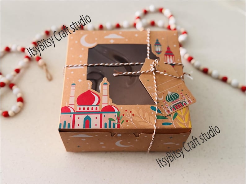 Ramadan Mubarak Box, Ramadan favor box, Eid Mubarak Box, Eid Sweets Box, printed Islamic box, Islamic favor box, Ramadan gift box, gift box image 7