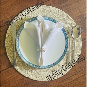 Islamic table setting
Islamic house warming gift
Islamic party decor
Islamic wedding decor
Bismillah napkin rings decor
Bismillah in english