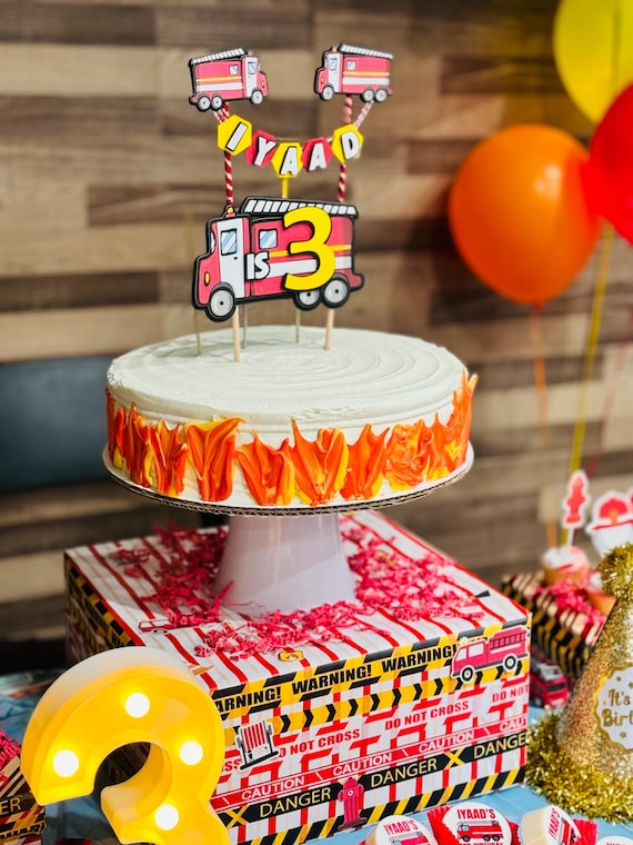 Fire Truck Cake Topper: Custom Fireman Birthday Party Decor