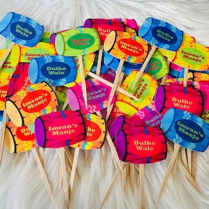 Personalized mithai toppers- sweet toppers- cupcake toppers- nikkah toppers- shadi toppers- qabool hai toppers- desi wedding toppers