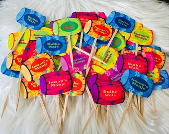 Personalized Wedding Cupcake Toppers: Desi Shadi Decorations (Set of 12)